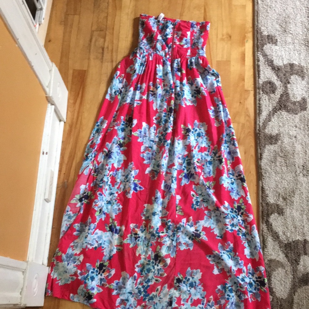 Pink floral maxi dress